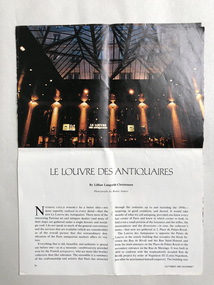 Magazine - Clipping, Lillian Langseth-Christensen, Le Louvre des Antiquaires, Oct-81