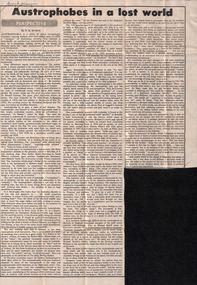 Newspaper - Clipping, D.R. Burns, Austrophobes in a lost world, 9.09.1972
