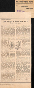 Newspaper - Clipping, Batman, Mr Fudge Knows His S.E.2: Toorak v South Yarra, 11.09.1965