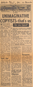 Newspaper - Clipping, Geoffrey Dutton, Unimaginative Copyists - that's us, 10.12.1960