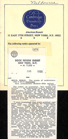 Magazine - Clipping, Book Review Digest (New York), Boyd, Robin. The Puzzle of Architecture, Aug-66