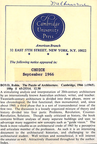 Magazine - Clipping, Choice, Boyd, Robin. The Puzzle of Architecture, Sep-66