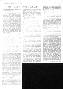 Newspaper - Clipping, Desmond O'Grady, The Ugly Australian, 24.12.1960