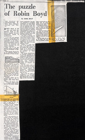 Newspaper - Clipping, The Canberra Times, The puzzle of Robin Boyd, 24.12.1965