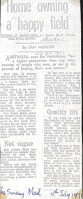 Newspaper - Clipping, Jan Mooder, Home owning a happy field, 10.07.1971