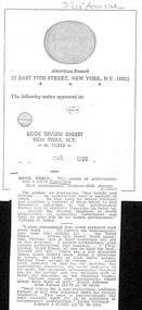 Magazine - Clipping, Book Review Digest (New York), Boyd, Robin. The Puzzle of Architecture, Aug-66