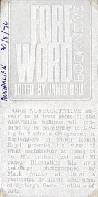 Newspaper - Clipping, James Hall, Foreword, 30.08.1970