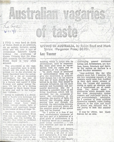 Newspaper - Clipping, Les Tanner, Australian vagaries of taste, 04.01.1971