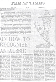 Newspaper - Clipping, Ron Kennedy, On how to recognise an Aussie, Sep-72