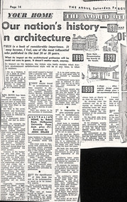 Newspaper - Clipping, John Drake, Our nation's history in architecture