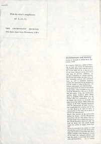 Article - Book review, G.C.A. Tanner, Architecture and society, 1971
