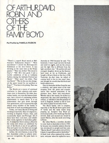 Magazine - Clipping, Pamela Ruskin, Of Arthur, David, Robin and Others of the Family Boyd, c 1970-1971