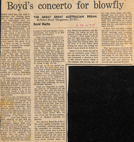 Newspaper - Clipping, David Martin, Boyd's concerto for blowfly, 29-Apr-72