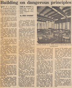 Newspaper - Clipping, Amos Rapoport, Building on dangerous principles, 1971