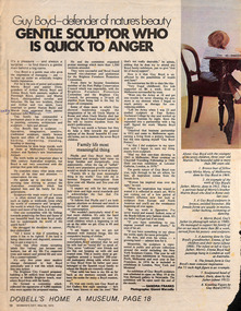 Magazine - Clipping, Woman's Day, Gentle Sculptor who is Quick to Anger, 28-May-73