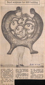Newspaper - Clipping, The Age (?), Boyd sculpture for SSB building, 22.3.1974