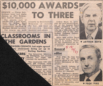 Newspaper - Clipping, The Sun, $10,000 awards to three, 18.11.1971