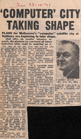 Newspaper - Clipping, The Sun, Computer' city taking shape, 28.10.1971