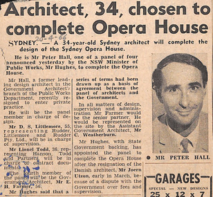 Newspaper - Clipping, Architect, 34, chosen to complete Opera House, 20.4.1966
