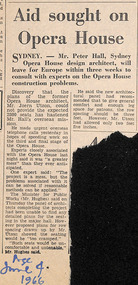 Newspaper - Clipping, The Age, Aid sought on Opera House, 4.6.1966