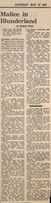 Newspaper - Clipping, Francis Evers, Malice in blunderland, 27.5.1967