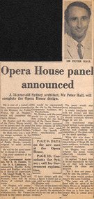 Newspaper - Clipping, Opera house panel announced
