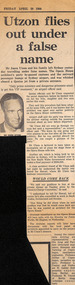 Newspaper - Clipping, ‘Utzon flies out under a false name’, 29.4.1966