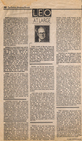 Newspaper - Clipping, Leo Schofield, Leo at large, 15.04.1989