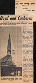 Newspaper - Clipping, News (Canberra), Boyd and Canberra, 18.10.1971