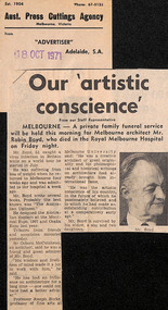 Newspaper - Clipping, Advertiser (Adelaide), Our 'artistic' conscience, 18.10.1971