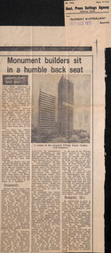 Newspaper - Clipping, Robin Boyd, Monument builders sit in a humble back seat, 10.10.1971