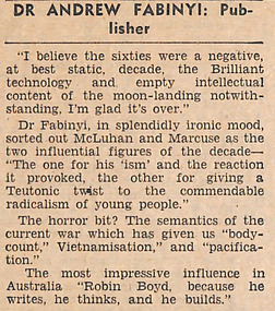 Newspaper - Clipping, Dr Andrew Fabinyi, c. 1970