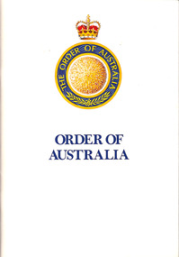 Booklet, Australian Government Publishing Service, The Order of Australia, 1986