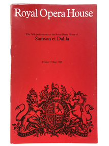 Programme, Royal Opera House, Samson and Dalila, 1985