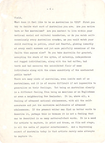 Document - Manuscript, Robin Boyd, "What does it feel like to be an Australian in 1959?"