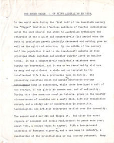 Document - Manuscript, Robin Boyd, The Round Table: On Being Australian in 1959, 1959