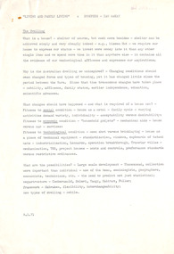 Document - Manuscript, Ian McKay, Living and Partly Living: Synopsis – Ian McKay: The Dwelling; Cities; National Housing Policy, 1971