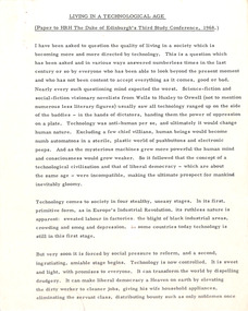 Document - Manuscript, Robin Boyd, Living in a Technological Age, 1968