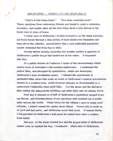 Document - Manuscript, Robin Boyd, Melbourne: Symbol of Our Split Image, 1964