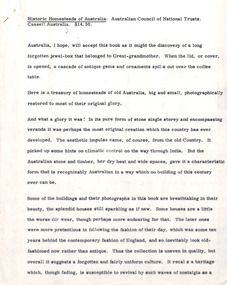 Document - Manuscript, Robin Boyd, Historic Homesteads of Australia, 1969