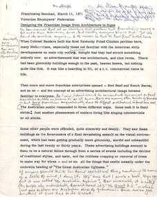 Document - Manuscript, Robin Boyd, Designing the Franchise Image from Architecture to Signs, 1971