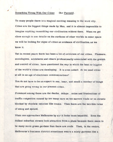 Document - Manuscript, Robin Boyd, Something Wrong with our Cities