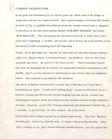 Document - Manuscript, Robin Boyd, Current Architecture, c. 1970