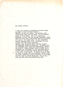 Document - Manuscript, Robin Boyd, Mr Claudio Alcorso