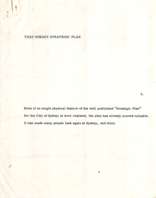 Document - Manuscript, Robin Boyd, That Sneaky Strategic Plan, 1971