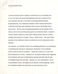 Document - Manuscript, Robin Boyd, Antiarchitecture, 1968