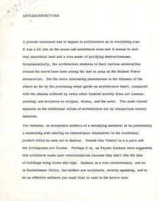Document - Manuscript, Robin Boyd, Antiarchitecture, 1968