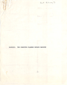 Document - Manuscript, Robin Boyd, Waikiki: The Computer Planned Escape Machine, 1971