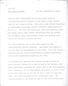 Document - Manuscript, Expo ’67: The German Pavilion, 1967