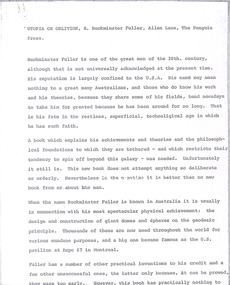 Document - Manuscript, Robin Boyd, Utopia or Oblivion, c. 1971